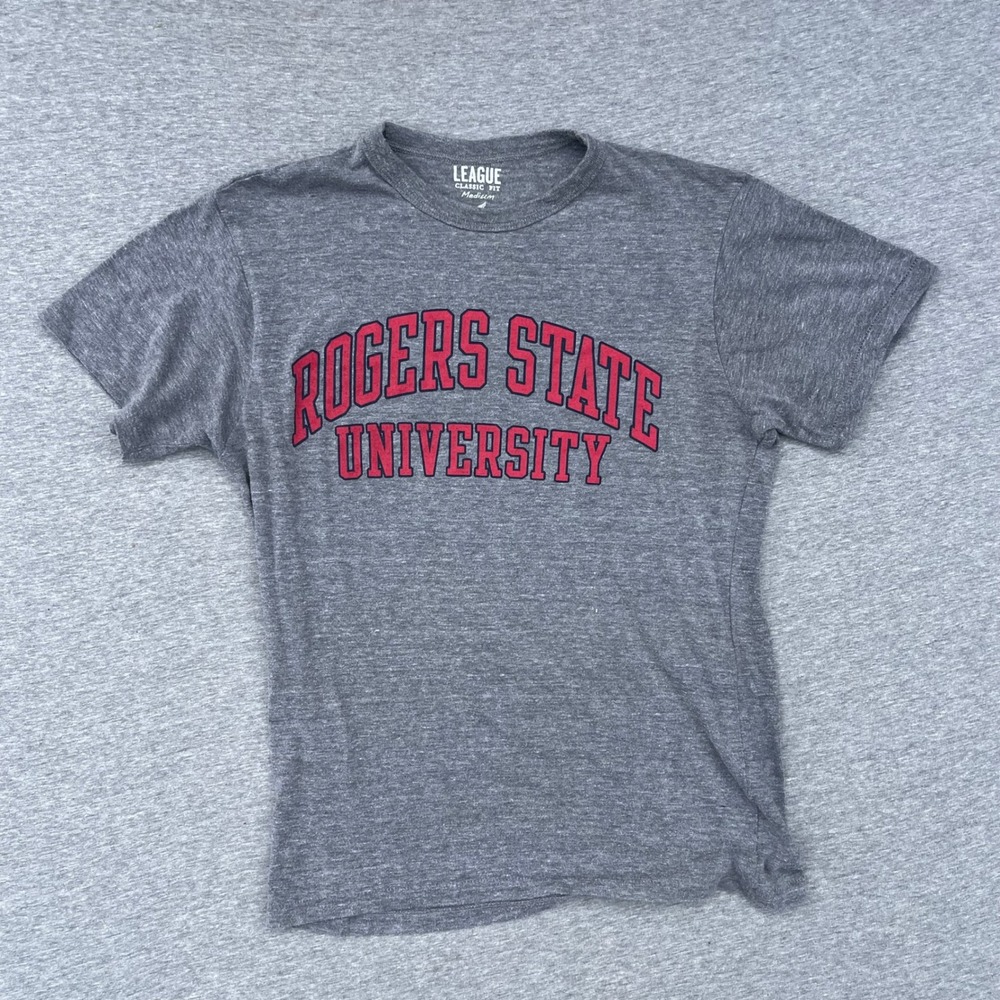 League Rogers State University T-Shirt Mens Medium Gray Tri-Blend tee